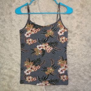 Gray Floral Tank Top